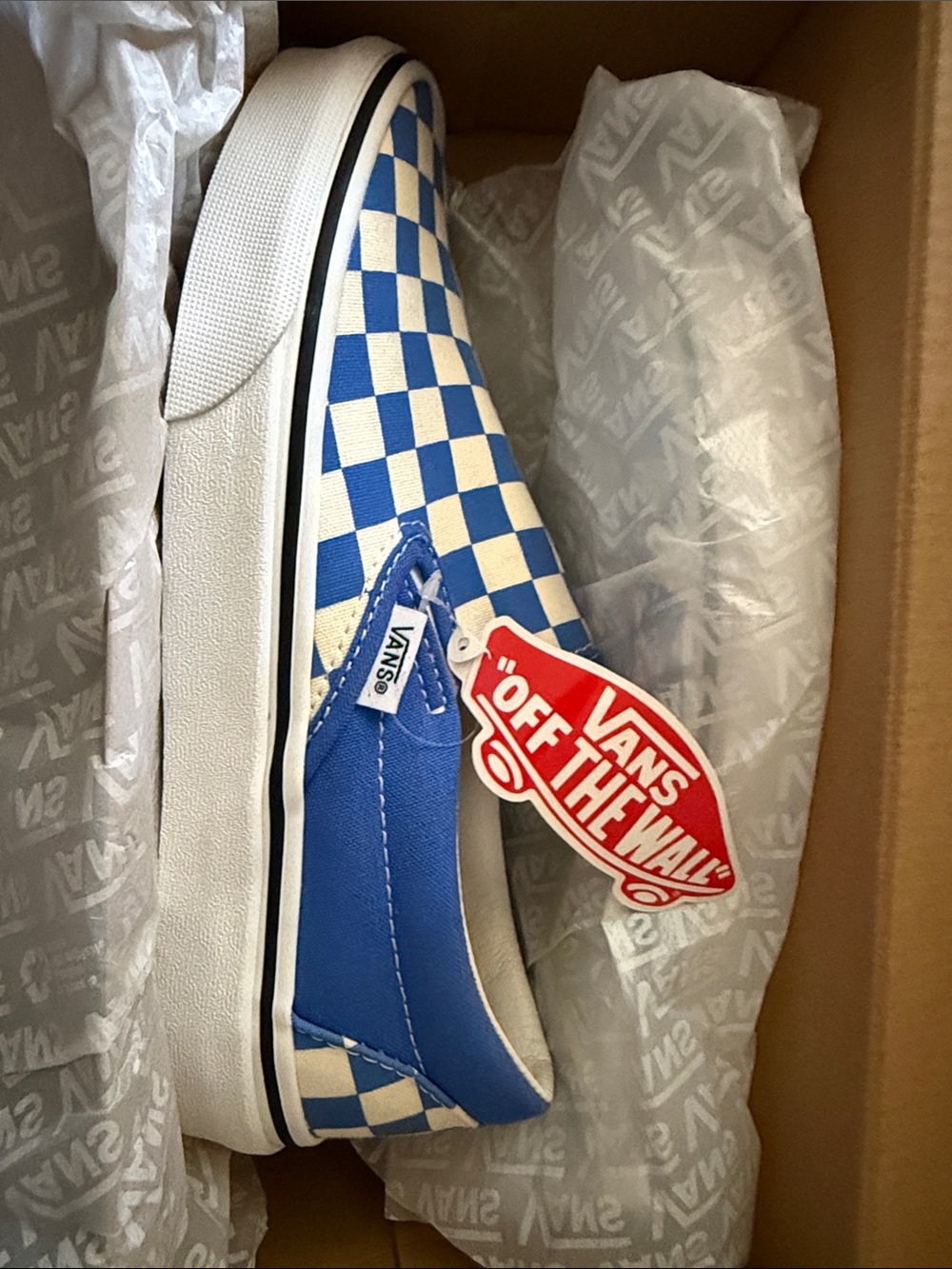 Vans Kids Checkerboard Slip-On Sneakers - Blue & White